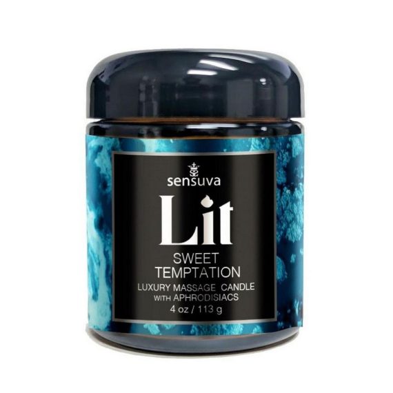 Lit Sweet Temptation Luxury Aphrodisiac Massage Candle 4oz. - Vanilla, Sugar & Sweet Pea